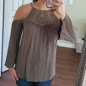 Maurices Dark Green Cold Shoulder Top